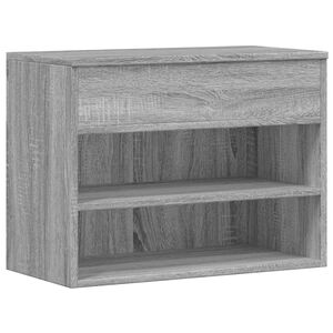 vidaXL Shoe Bench Grey Sonoma 60x30x45 cm Engineered Wood