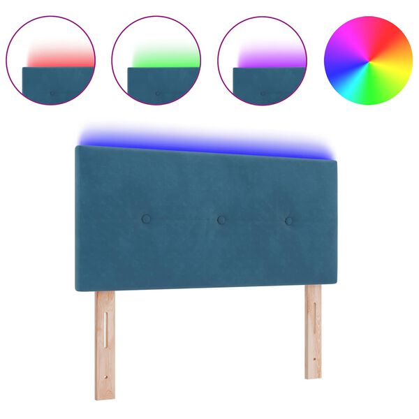 vidaXL LED Headboard with LED Strip Lights Manual Blue 90 cm Polyester