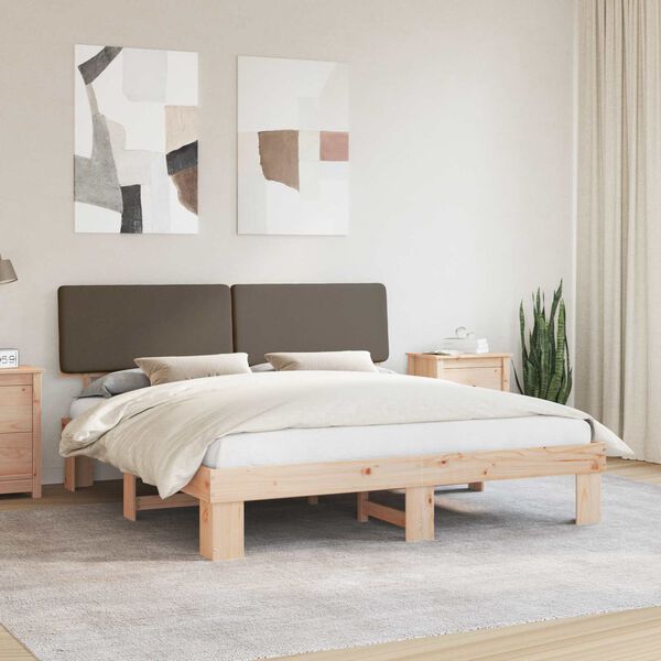 vidaXL Bed Frame with Upholstered Headboard Taupe 180 x 200 cm
