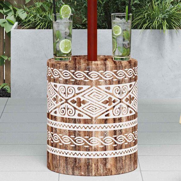 vidaXL Parasol Base White Washed &Oslash;34 x 40 cm Solid Wood