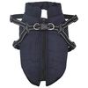 vidaXL Dog Coat with Harness Navy Blue L Fleece and Polyester