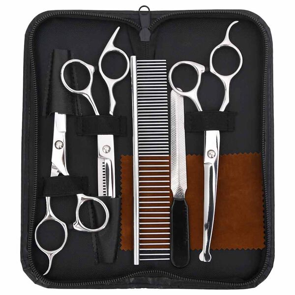 vidaXL 6 Piece Dog Grooming Scissors Set Stainless Steel