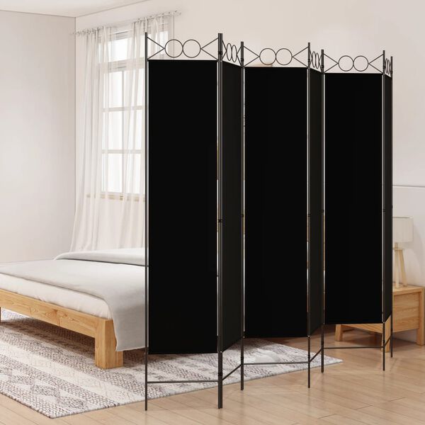 vidaXL 6-Panel Room Divider Black 240x200 cm Fabric