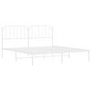vidaXL Metal Bed Frame without Mattress with Headboard White 160x200cm