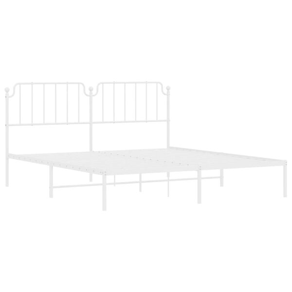 vidaXL Metal Bed Frame without Mattress with Headboard White 160x200cm