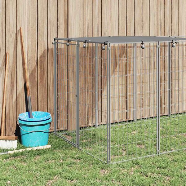 vidaXL Dog Kennel Silver 6.05 m² Steel