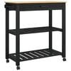 vidaXL Kitchen Trolley Plain Black 88.5 x 40 x 84 cm