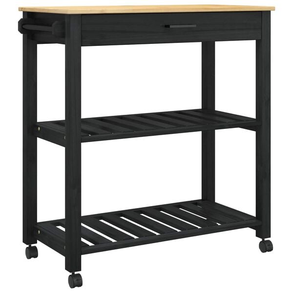 vidaXL Kitchen Trolley Plain Black 88.5 x 40 x 84 cm