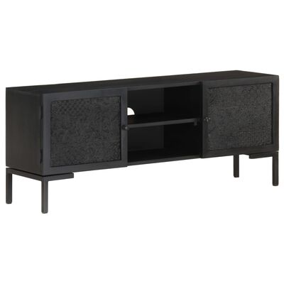 vidaXL TV Cabinet Black 115x30x46 cm Solid Mango Wood