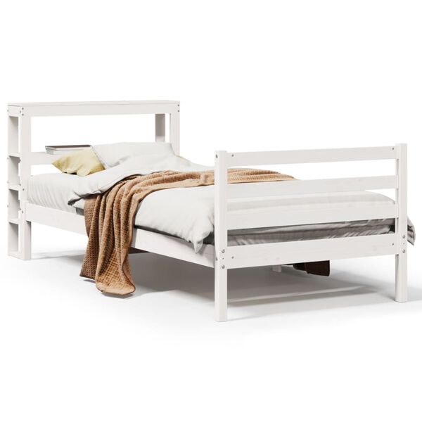 vidaXL Bed Frame without Mattress White 90x190 cm Single Solid Wood Pine
