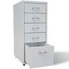 vidaXL File Cabinet with 5 Drawers Grey 68.5 cm Steel