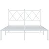 vidaXL Metal Bed Frame without Mattress with Headboard White 120x190cm