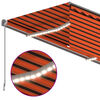 vidaXL Manual Retractable Awning with Blind&LED 3x2.5m Orange&Brown