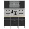 vidaXL Work Cabinet with Drawer 7 pcs Black Engineered Wood and Steel
