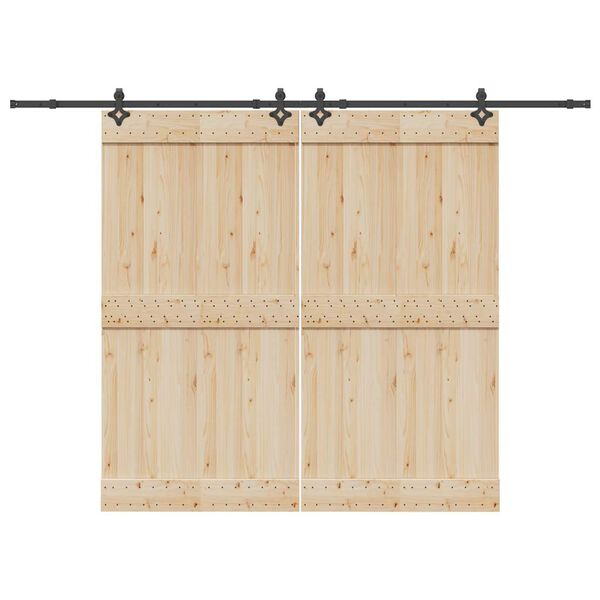 vidaXL Sliding Door Hardware Kit 305 cm Steel Black