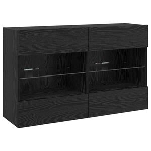 vidaXL TV Wall Cabinet 98.5 x 30 x 60.5 cm Black Oak Engineered Wood