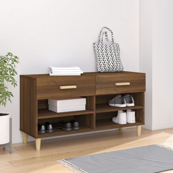 vidaXL Shoe Cabinet Brown Oak 102x35x55 cm Engineered Wood
