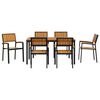 vidaXL Garden Dining Set 7 pcs Black Solid Acacia Wood