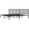 vidaXL Metal Bed Frame without Mattress with Headboard Black 200x200cm