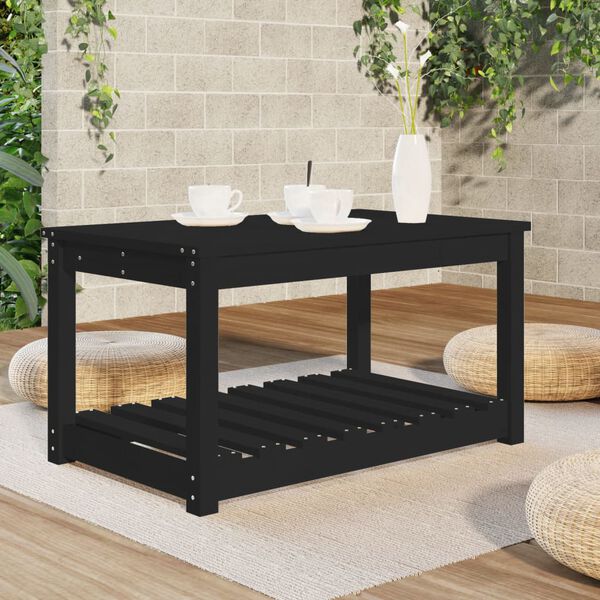 vidaXL Garden Table Black 82.5x50.5x45 cm Solid Wood Pine