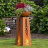HI Lantern with LED and Planting Bowl Rust