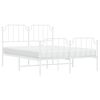vidaXL Metal Bed Frame without Mattress with Footboard White 150x200cm