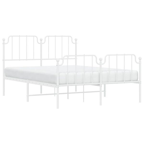 vidaXL Metal Bed Frame without Mattress with Footboard White 150x200cm