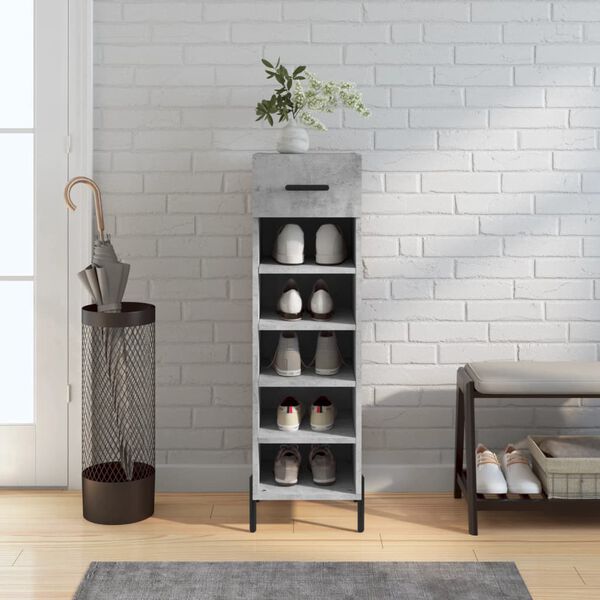 vidaXL Shoe Cabinet Concrete Grey 30x35x105 cm Engineered Wood