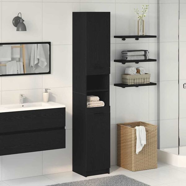 vidaXL Bathroom Cabinet Black oak 61 x 61 x 188.5 cm Engineered Wood