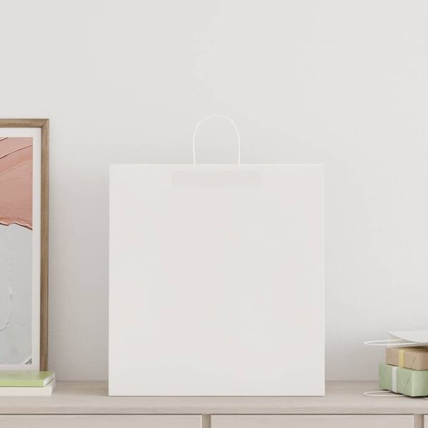 vidaXL Paper Bags 250 pcs with Handles White 45x17x48 cm