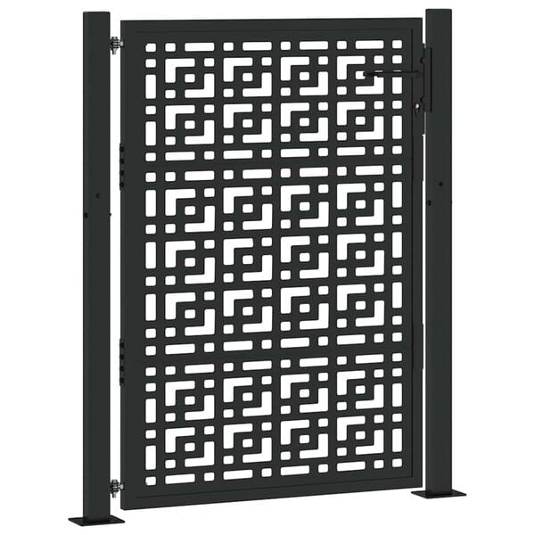 vidaXL Garden Gate Black 100x125 cm Steel Cross Design