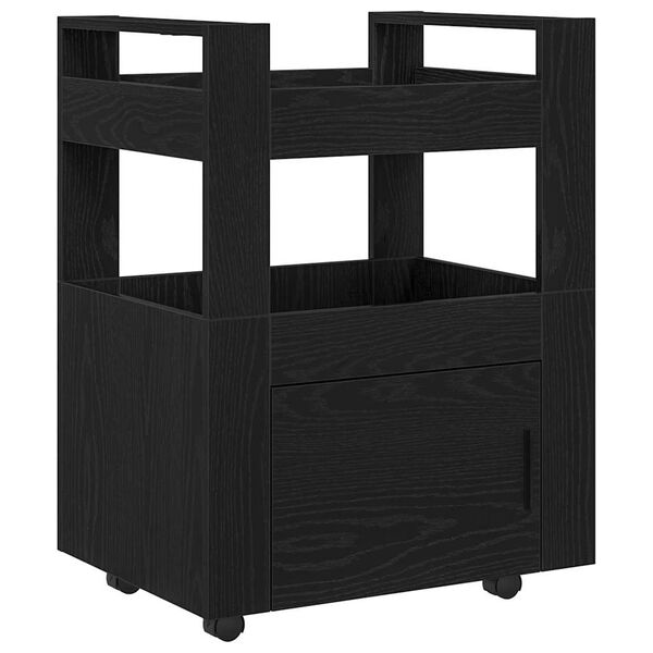 vidaXL Kitchen Trolley Black oak 60 x 45 x 80 cm Engineered wood