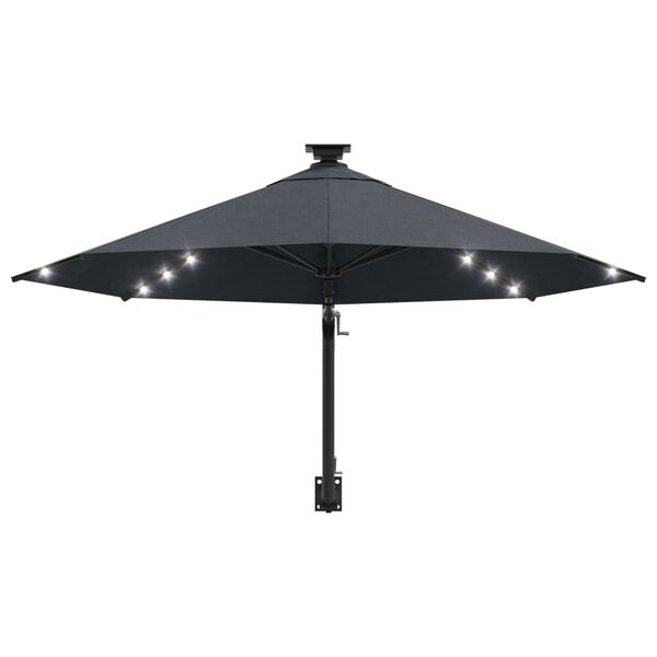 vidaXL Wall-mounted Garden Parasol with LEDs 300 cm Anthracite