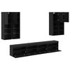 vidaXL TV Wall Cabinet Set with LED Lights with LED 7 pcs Black Oak