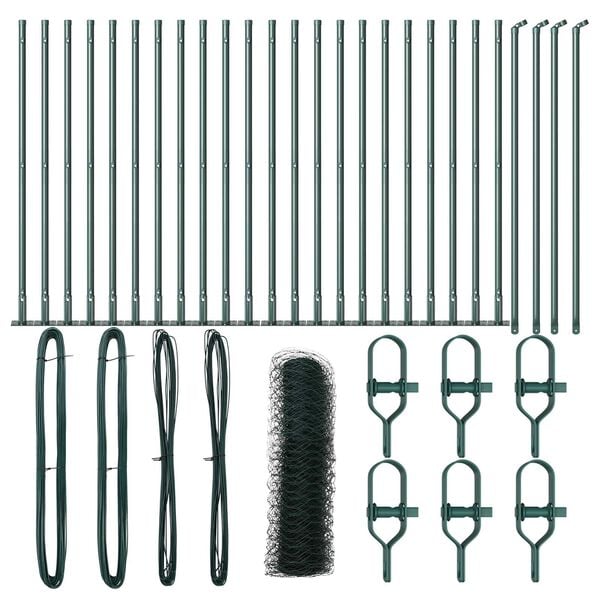 vidaXL Fence Post Green 50 x 0.8 m (50 mm mesh) Steel and PVC