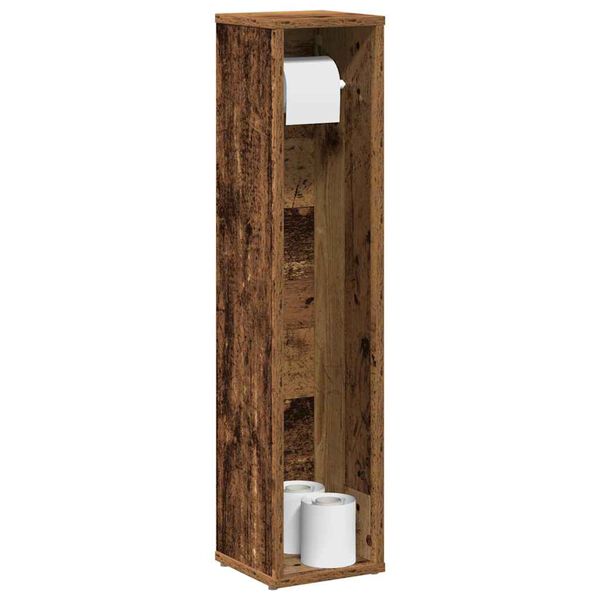 vidaXL Bathroom Cabinet with Roll Holder Old Wood 20.5x20x90 cm