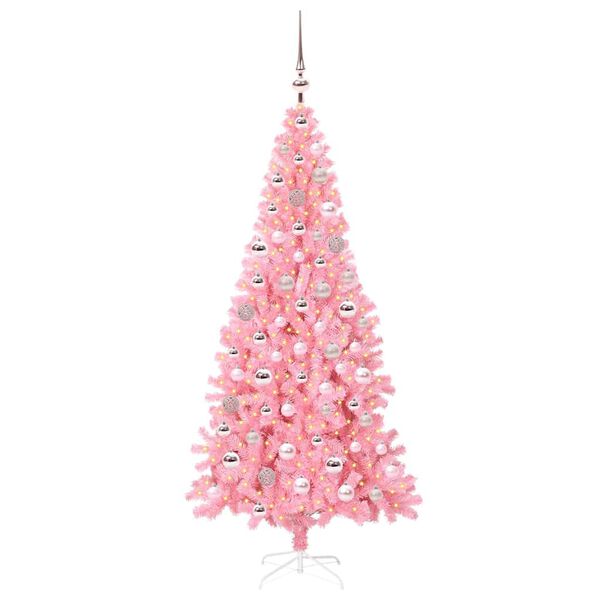 vidaXL Christmas Tree with 300 LEDs with Stand Pink 180 cm PVC