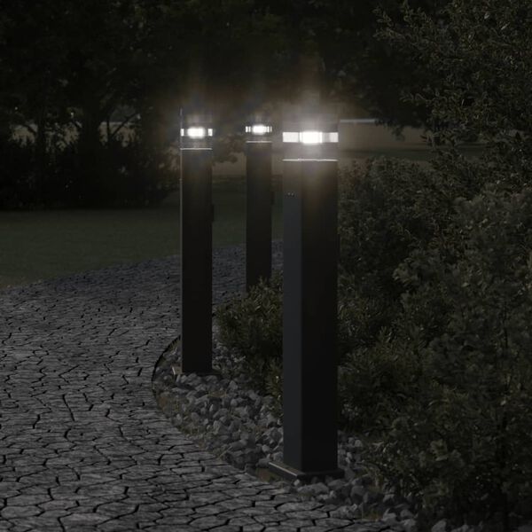vidaXL Outdoor Floor Lamps with Outlet 3pcs Black 80 cm Aluminium