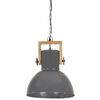 vidaXL Industrial Hanging Lamp 25 W Grey Round Mango Wood 32 cm E27