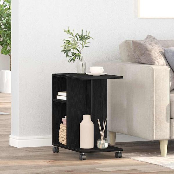 vidaXL Side Table with Shelf Black oak 50 x 30 x 55 cm Engineered Wood
