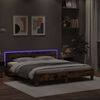 vidaXL Bed Frame with LED without Mattress Smoked Oak 160x200 cm