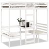vidaXL Loft Bed Frame with Desk and Chairs White 90x190cm Solid Wood Pine