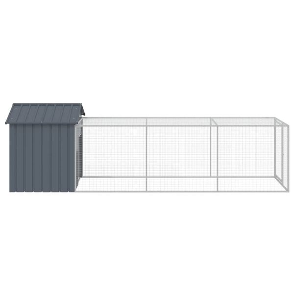 vidaXL Chicken Cage with Run Anthracite 117x405x123 cm Galvanised Steel