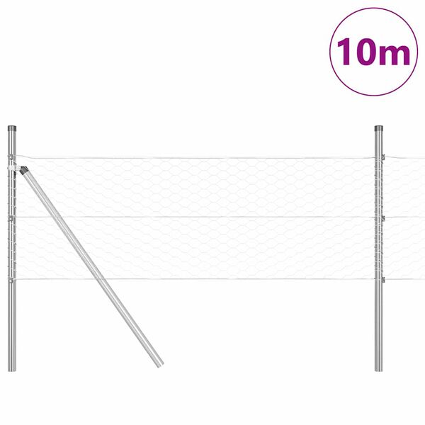 vidaXL Fence with Posts Silver 0.8 x 10 m PVC-coated steel