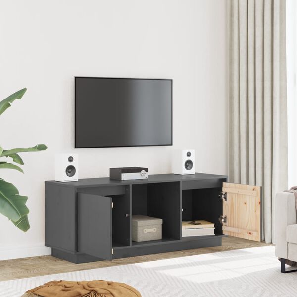 vidaXL TV Cabinet Grey 110.5x35x44 cm Solid Wood Pine