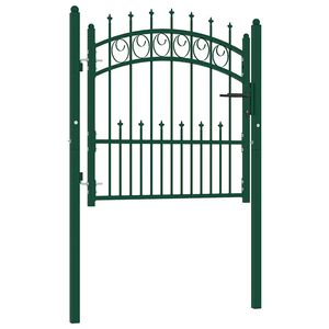 vidaXL Fence Gate with Spikes Steel 104x97 cm Green