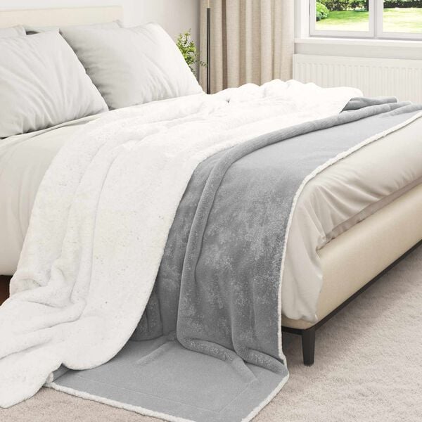 vidaXL Throw Blanket Grey 220 x 240 cm Fleece