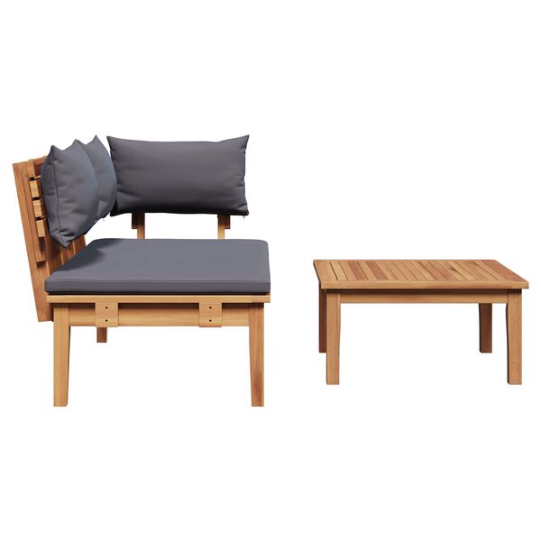 vidaXL Garden Bench 2 pcs Grey and Brown Solid Teak wood