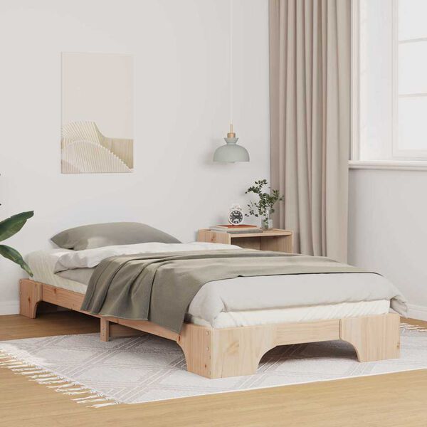 vidaXL Bed Frame Brown 90 x 220 cm Solid Pine Wood