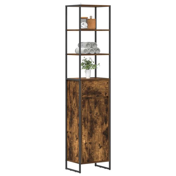 vidaXL Bathroom Cabinet Smoke Oak 40 x 30 x 180 cm Engineered Wood